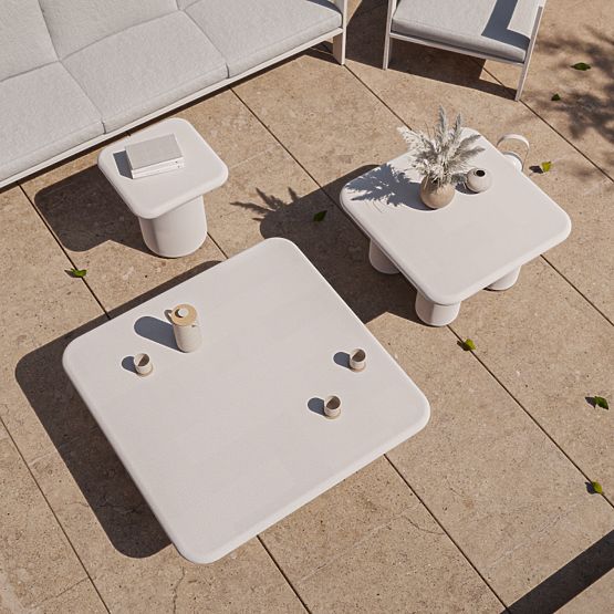 Zahradní stolek Vibonis 100 cm, čtvercový, cementový, světle béžový