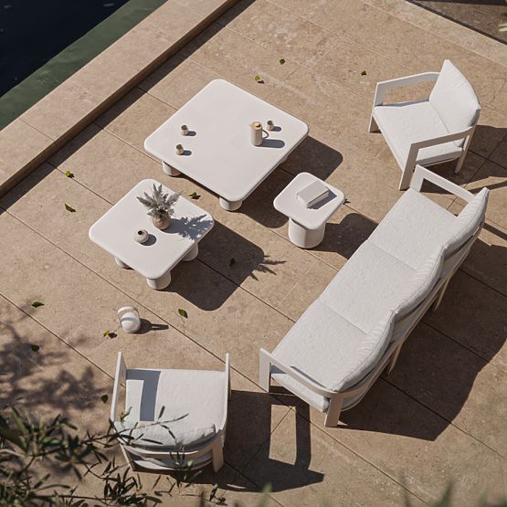 Zahradní stolek Vibonis 100 cm, čtvercový, cementový, světle béžový