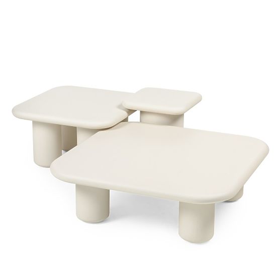 Zahradní stolek Vibonis 70 cm, čtvercový, cementový, světle béžový