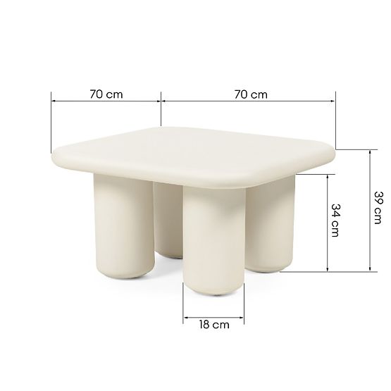 Zahradní stolek Vibonis 70 cm, čtvercový, cementový, světle béžový