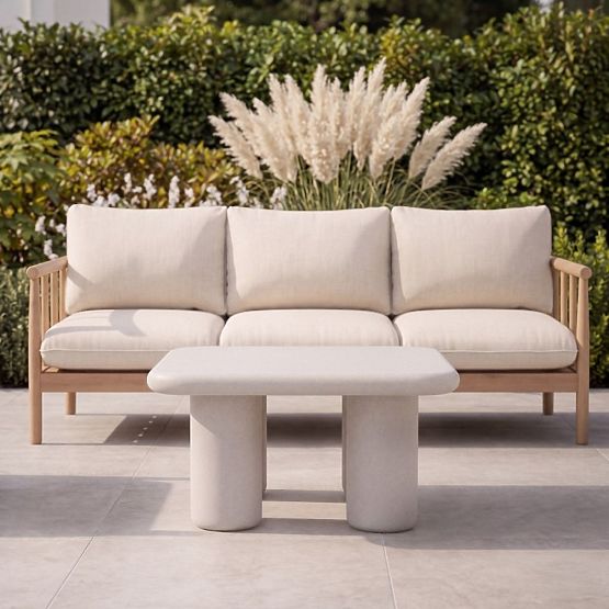 Zahradní stolek Vibonis 70 cm, čtvercový, cementový, světle béžový