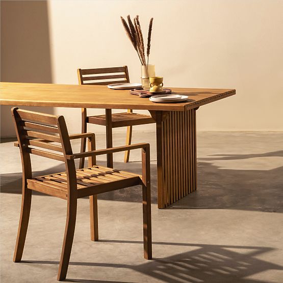 Zahradní stůl Familis ll, 240 cm, teakový vzhled, eukalyptové dřevo FSC