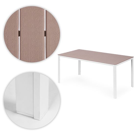 Zahradní stůl pro 6 osob 156x78 cm polywood nábytek na terasu béžový bílý MultiGarden