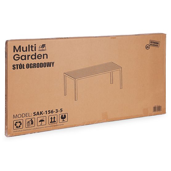 Zahradní stůl pro 6 osob 156x78 cm polywood nábytek na terasu béžový bílý MultiGarden