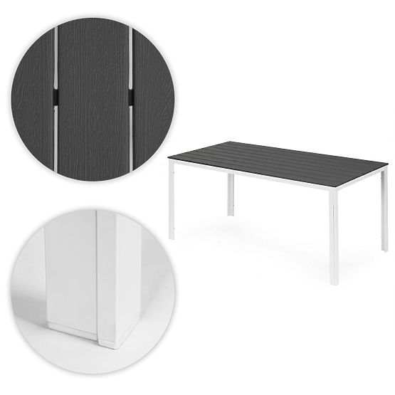 Zahradní stůl pro 6 osob 156x78 cm polywood nábytek na terasu šedý bílý MultiGarden