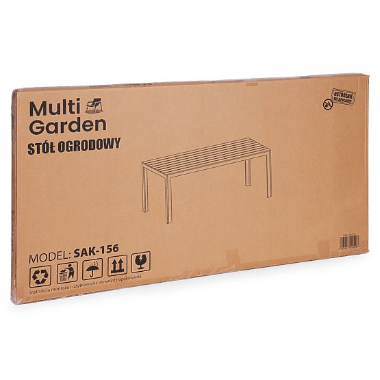 Zahradní stůl pro 6 osob 156x78 cm polywood nábytek na terasu šedý bílý MultiGarden