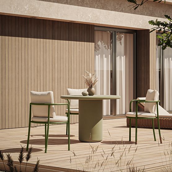 Zahradní stůl Vibonis 100 cm, kulatý, cementový, zelený