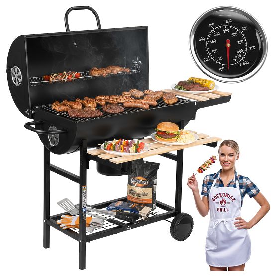 Zahradní uhlový gril 2 rošty popelník BAREL WOOD