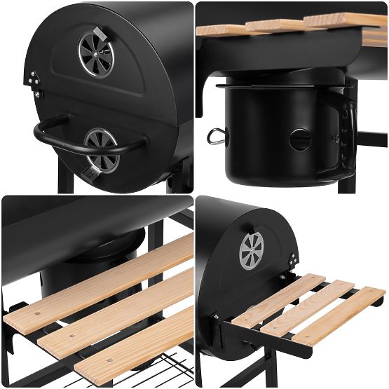 Zahradní uhlový gril 2 rošty popelník BAREL WOOD
