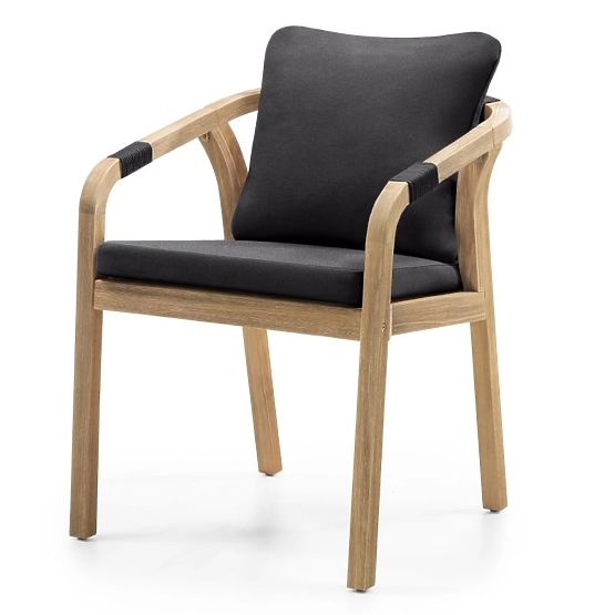 Zahradní židle Castello s výpletem, akáciové dřevo FSC, teakový vzhled, tmavě šedá