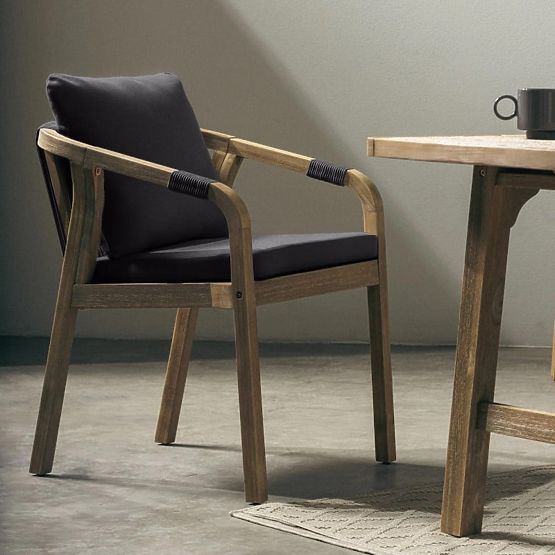 Zahradní židle Castello s výpletem, akáciové dřevo FSC, teakový vzhled, tmavě šedá