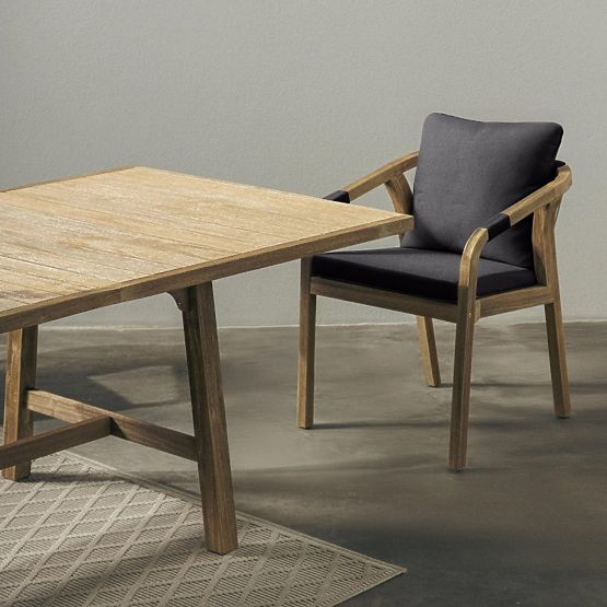 Zahradní židle Castello s výpletem, akáciové dřevo FSC, teakový vzhled, tmavě šedá