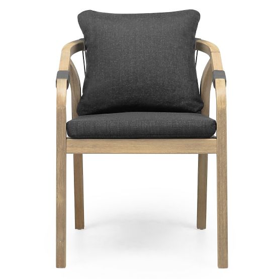 Zahradní židle Castello s výpletem, akáciové dřevo FSC, teakový vzhled, tmavě šedá