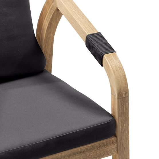 Zahradní židle Castello s výpletem, akáciové dřevo FSC, teakový vzhled, tmavě šedá