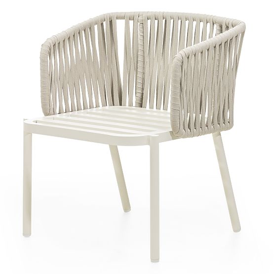 Zahradní židle Porticato s výpletem z provázku, světle béžová