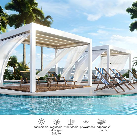 Závěs 372,5 cm na bok pergoly 4 m, bílý