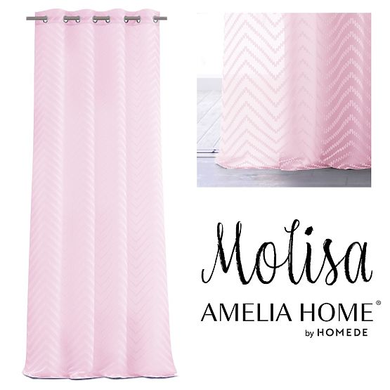Závěs MOLISA růžová barva vyšívaný motiv boho stříbrné průchodky voál 140x270 ameliahome