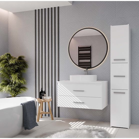 ZÁVĚSNÁ KOUPELNOVÁ SKŘÍŇKA NEL 80 BÍLÁ S 2 ZÁSUVKAMI POD UMYVADLO