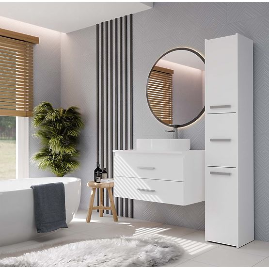 ZÁVĚSNÁ KOUPELNOVÁ SKŘÍŇKA NEL 80 BÍLÁ S 2 ZÁSUVKAMI POD UMYVADLO