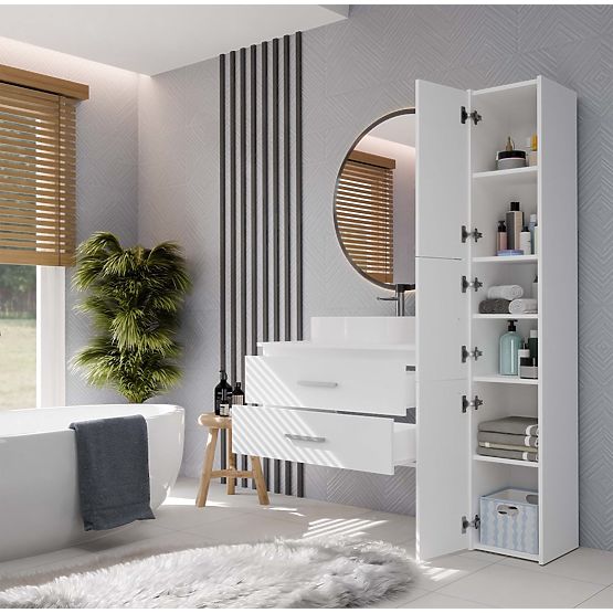 ZÁVĚSNÁ KOUPELNOVÁ SKŘÍŇKA NEL 80 BÍLÁ S 2 ZÁSUVKAMI POD UMYVADLO