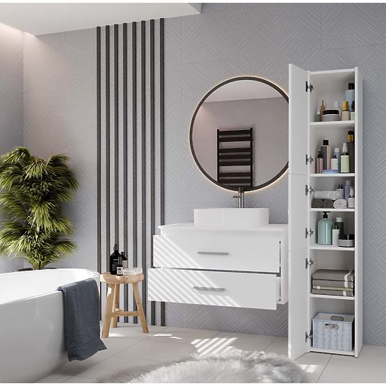 ZÁVĚSNÁ KOUPELNOVÁ SKŘÍŇKA NEL 80 BÍLÁ S 2 ZÁSUVKAMI POD UMYVADLO