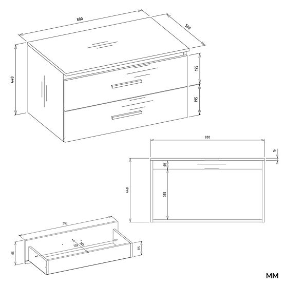 ZÁVĚSNÁ KOUPELNOVÁ SKŘÍŇKA NEL 80 BÍLÁ S 2 ZÁSUVKAMI POD UMYVADLO