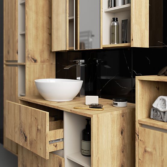 ZÁVĚSNÁ KOUPELNOVÁ SKŘÍŇKA VAMI W35 1D 1W DUB ARTISAN / KAŠMÍR