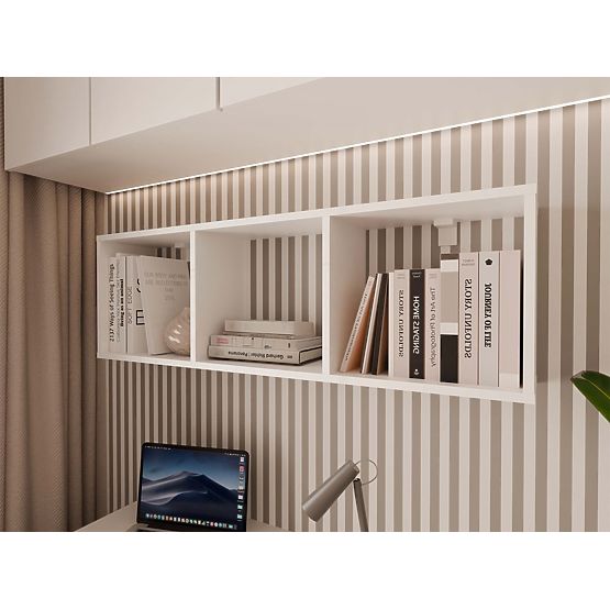 Závěsná police COBI 1X3 - Moderní nástěnná police 3 Komory Matná Bílá