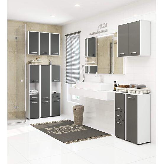 ZÁVĚSNÁ SKŘÍŇKA KOUPELNA FIN W30 1D BÍLÁ / ŠEDÁ