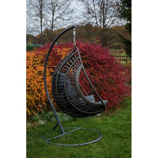 Závěsné křeslo BELLISSIMO (Křeslo + rám) z šedého technoratanu, potah ZDARMA