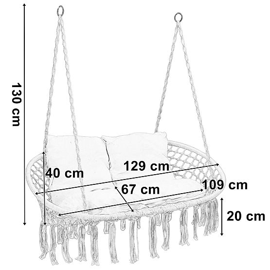 Závěsné křeslo Bocianí hnízdo LAGOS šedé s polštáři
