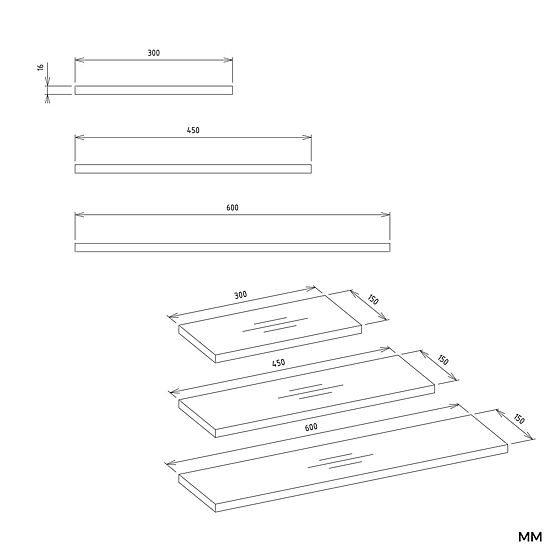 Závěsné police TOBI 3P DUB ARTISAN