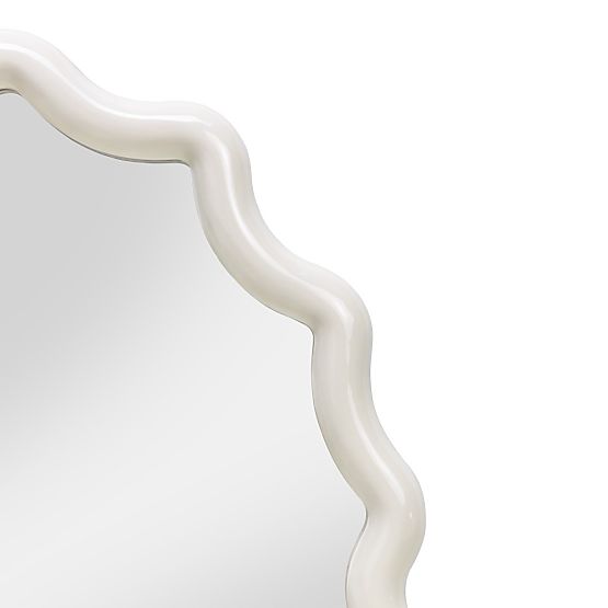 Závěsné zrcadlo Lumi, mléčně bílá, lesklé