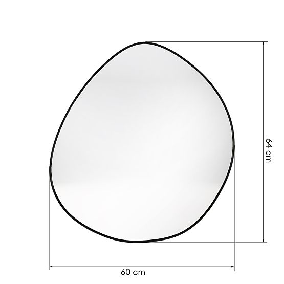 Závěsné zrcadlo v černém rámu Alonzo, 64x60 cm, nepravidelný tvar
