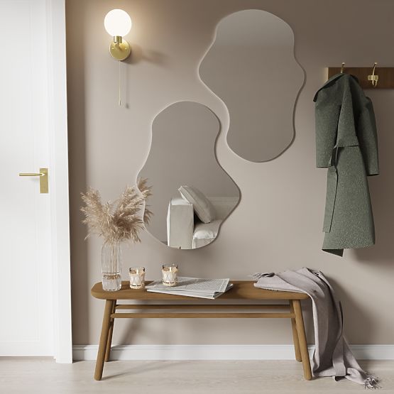 Závěsné zrcadlo v černém rámu Zoe, 80x55 cm, nepravidelný tvar