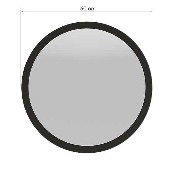 Závěsné zrcadlo v dřevěném rámu Sesto 60 cm, kulaté, černé