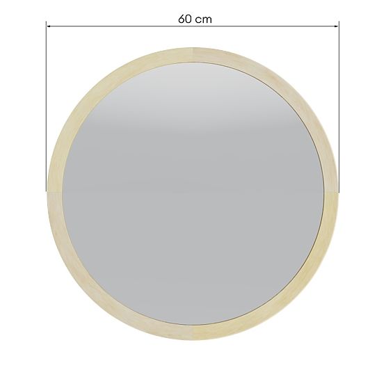 Závěsné zrcadlo v dřevěném rámu Sesto 60 cm, kulaté, přírodní