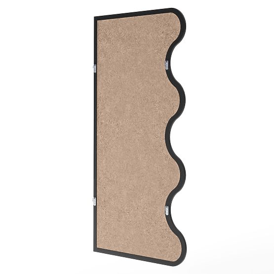 Závěsné zrcadlo v vlnitém rámu Noelie, 140x70 cm, obdélníkové, paulowniové dřevo, černé