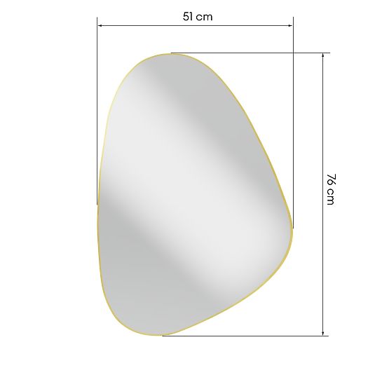 Závěsné zrcadlo ve zlatém rámu Libia, 76x51 cm, nepravidelný tvar