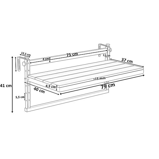 Závěsný balkonový stolek AGATTI BIS STONEWOOD