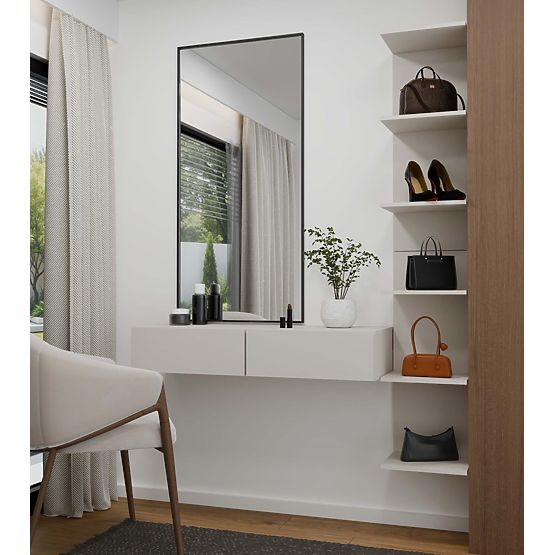 Závěsný Kosmetický Toaletní Stolek MIKA 110 cm 2 Zásuvky do Ložnice KAŠMÍR Béžová