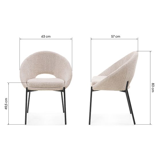 Židle s otvorem v opěradle Luigi béžová/černé nohy