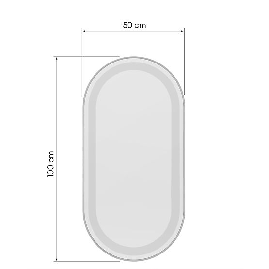 Zrcadlo s LED osvětlením Mattia, 100x50 cm, oválné, stříbrné, Anti-Fog