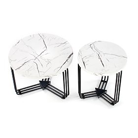 ANTICA M konferenční stolek deska - bílý mramor, rám - černý (2p=1ks)