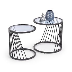 ANTILLA sada 2 stolků černý / kouřový (1p=1ks)