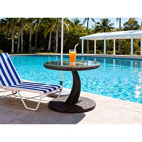 Balkonový stolek z technoratanu kulatý konferenční stolek moderní design