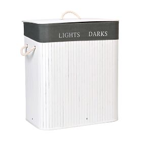 Bambusový koš na prádlo 2 komory bílo-šedý