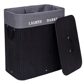 Bambusový koš na prádlo 2 komory černý FSC