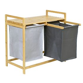 Bambusový koš na prádlo nebo hračky HANOI 2 přihrádky DUO BARVA