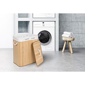 Bambusový koš na prádlo s 2 komorami přírodní